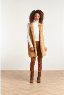 Smashed Lemon 23621 lang furry damesgilet | Beige - M