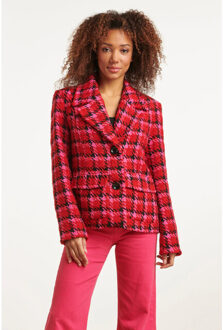 Smashed Lemon 23626 kort damesjas met pied-de-poule print | Veelkleurig - 4XL