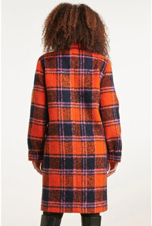 Smashed Lemon 23639 dames jas met multi geruit print | Oranje - S