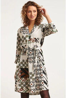 Smashed Lemon 23648 dames jurk met mixmatch geometrische print | Veelkleurig - XXXL