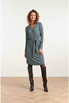 Smashed Lemon 23649 dames jurk met geometrisch retro print | Zwart - XS