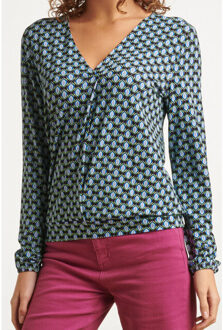 Smashed Lemon 23650 dames top met geometrisch retro print | Zwart