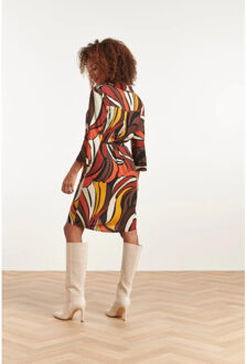 Smashed Lemon 23651 dames jurk met grafisch print | Bruin - XS
