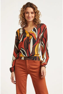 Smashed Lemon 23652 dames top met grafisch print | Bruin - XS