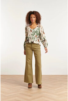 Smashed Lemon 23657 dames top met abstract dieren print | Wit - XS