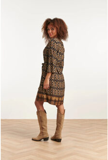 Smashed Lemon 23658 dames jurk met tribal printe | Zwart - S