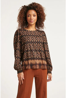 Smashed Lemon 23659 dames top met tribal printe | Zwart - S
