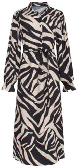 Smashed Lemon 23743-010-999 zebra print v-hals jurk voor dames | Wit - S