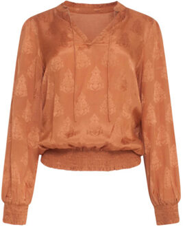 Smashed Lemon 23761-240 mosterd v-hals top voor dames | Geel - XS