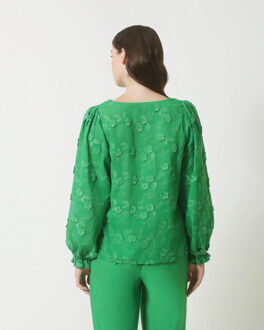 Smashed Lemon 23800 dames top met 3d bloem boduur | Groen - XXXL