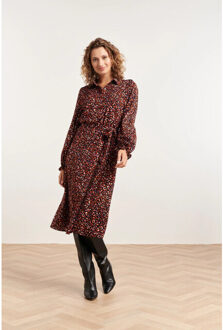 Smashed Lemon 23810 multi dierenprint v-hals jurk | Veelkleurig - XXXL