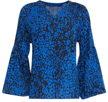 Smashed Lemon 23826 v-hals top met wijd uitlopende mouwen | Zwart - XXXL