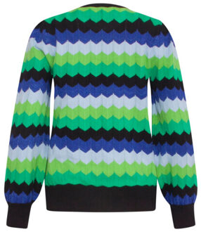 Smashed Lemon 23832 multi zigzag print ronde hals top | Veelkleurig - S