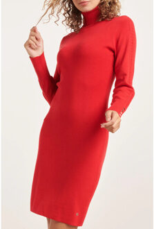 Smashed Lemon 23839 turtle neck jurk | Rood - XL