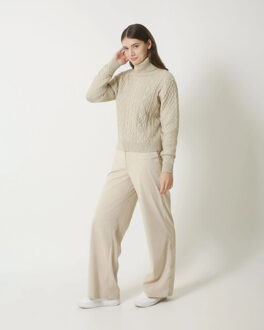 Smashed Lemon 23847 e turtle neck top | Beige - XXL