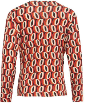 Smashed Lemon 23860 dames top met v-halstribaalpatroon | Veelkleurig - XL