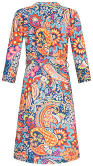 Smashed Lemon 23865 damesjurk met v-halsbloemenprint | Veelkleurig - XXXL