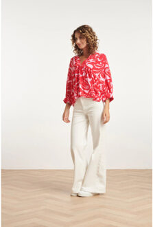 Smashed Lemon 24007 bloemen barok losvallende top met ballonmouwen | Veelkleurig - XL