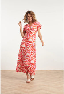 Smashed Lemon 24010 zebra print stretch jurk | Roze - XS