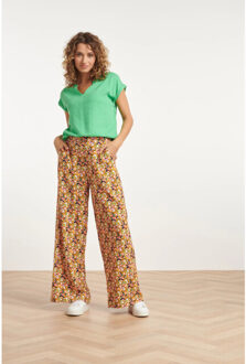 Smashed Lemon 24020 multi grafisch print broek | Zwart - XXL