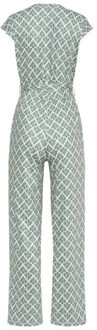 Smashed Lemon 24033 wikkelstijl jumpsuit met ornament print | Bruin/groen - XXL