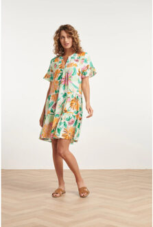 Smashed Lemon 24041 bloemenprint jurk | Ecru