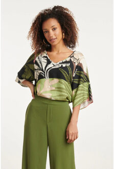 Smashed Lemon 24046 diep v-hals zomerse top | Zwart - XS