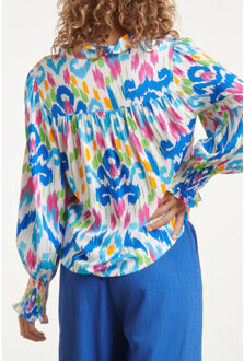 Smashed Lemon 24050 tribal print blouse | Wit - XL