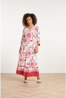 Smashed Lemon 24053 maxi jurk met diepe v-hals | Wit