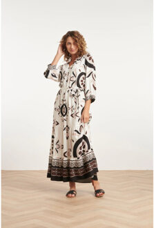 Smashed Lemon 24055 maxi jurk met diepe v-hals | Wit - S