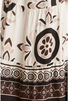 Smashed Lemon 24056 lang flowy broek met ornamentprint | Wit - XXXL