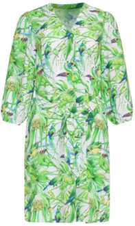 Smashed Lemon 24058 bird print jurk met v-hals | Wit - S