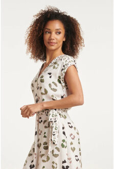 Smashed Lemon 24065 cheetah print jurk | Wit - XXL