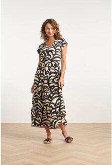Smashed Lemon 24073 maxi jurk met grafische print | Zwart - XS