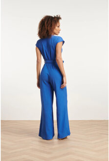 Smashed Lemon 24083 lange aansluitende jumpsuit | Blauw - XXXL