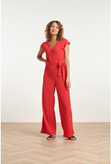 Smashed Lemon 24083 lange aansluitende jumpsuit | Rood - XL