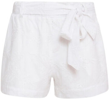 Smashed Lemon 24111 bloemen geborduurde shorts | Wit - M