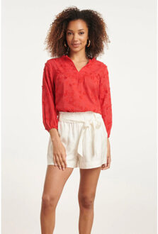 Smashed Lemon 24116 top met 3d bloemenpatroon | Rood - XS