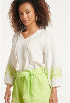 Smashed Lemon 24129 zachte te top met limoen bloemenborduurwerk | Wit - XL