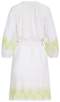 Smashed Lemon 24130 zachte te jurk met limoen bloemenborduurwerk | Wit - XXL