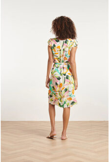 Smashed Lemon 24148 zomerjurk met bloemenprintlevendige en | Ecru - XXL
