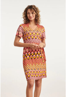 Smashed Lemon 24153 zomerjurk met retro grafische print | Veelkleurig - XXL