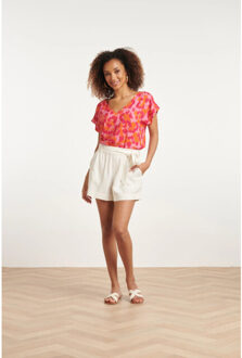 Smashed Lemon 24162 top met gedurfd cheetah patroonfuchsia | Roze - S