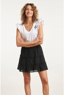 Smashed Lemon 24175 te top met speelse ruches palmboom borduursel | Wit - XXL