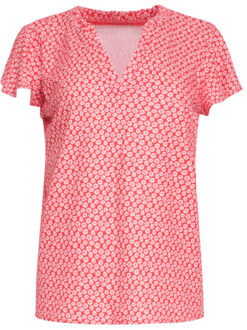 Smashed Lemon 24176 flowy top met te bloemenprint | Rood - XL