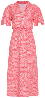 Smashed Lemon 24177 midi jurk met knoopsluitingsmok | Rood