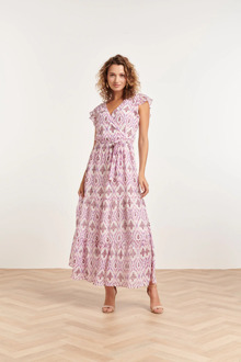 Smashed Lemon 24324 maxi wikkelstijl jurk met vrouwelijke aztekenprint Print / Multi