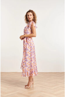 Smashed Lemon 24329 maxi wrap jurk met bloemenprint | Wit - XS