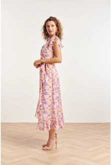 Smashed Lemon 24329 maxi wrap jurk met bloemenprint | Wit