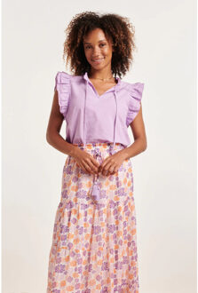 Smashed Lemon 24352 zachte lilae top met dubbele ruchesmouwen | - XXL